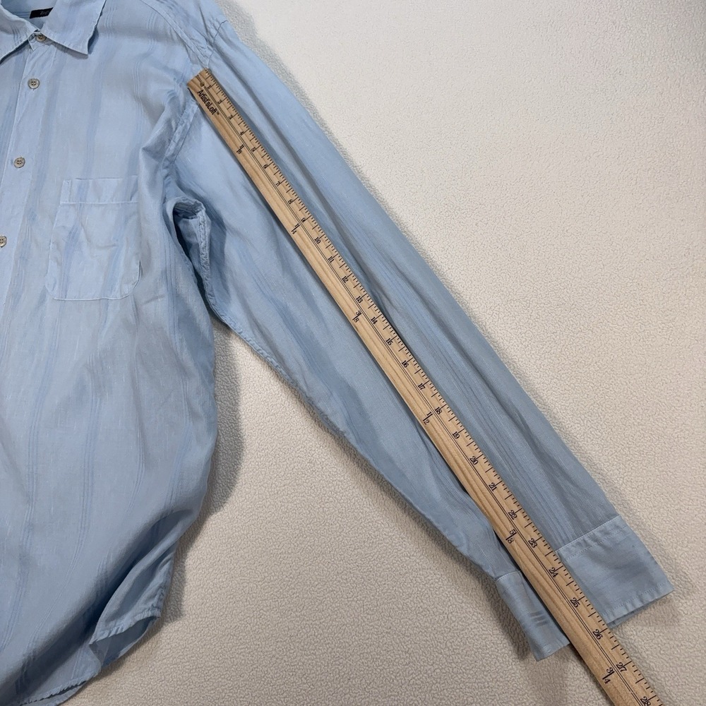 Zegna Sport Linen-Cotton Shirt Men XL Blue Stripe Pocket Made in Italy Button Up - Picture 12 of 16